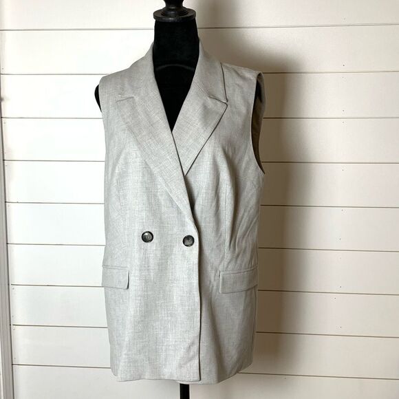 ZARA long grey vest waistcoat. Women’s size Large minimalist preppy casual - Picture 11 of 11